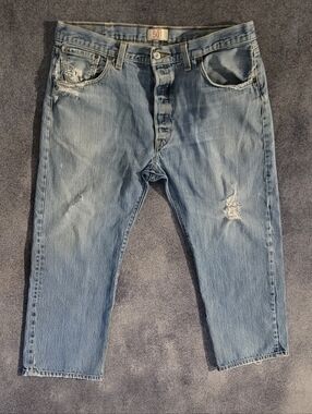 Levis 501 Original Button Fly Blue Jeans Mens 40x30 100% Cotton Classic Denim